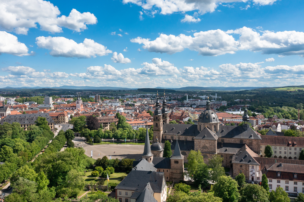 Die Stadt Fulda und der Dom von oben.